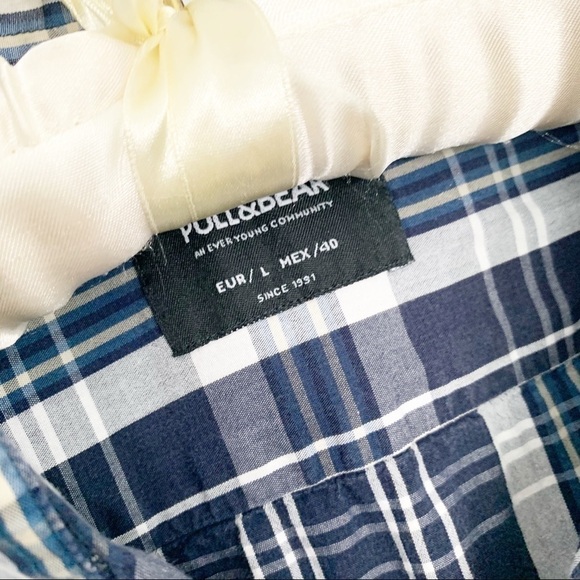 PULL & BEAR Plaid Long Sleeve Button Down Shirt - Picture 3 of 4